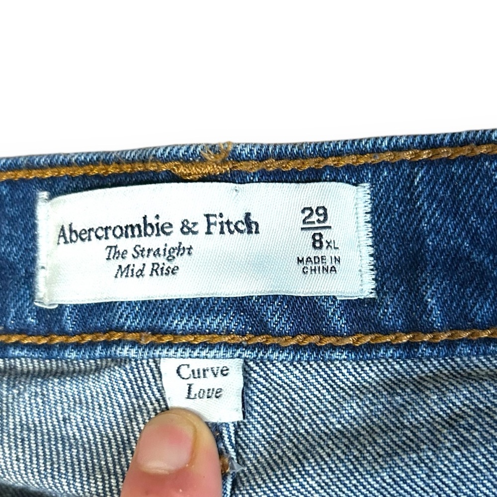 Abercrombie & Fitch The Straight Mid Rise Curve Love Denim Sz 28 extra long - Picture 7 of 14